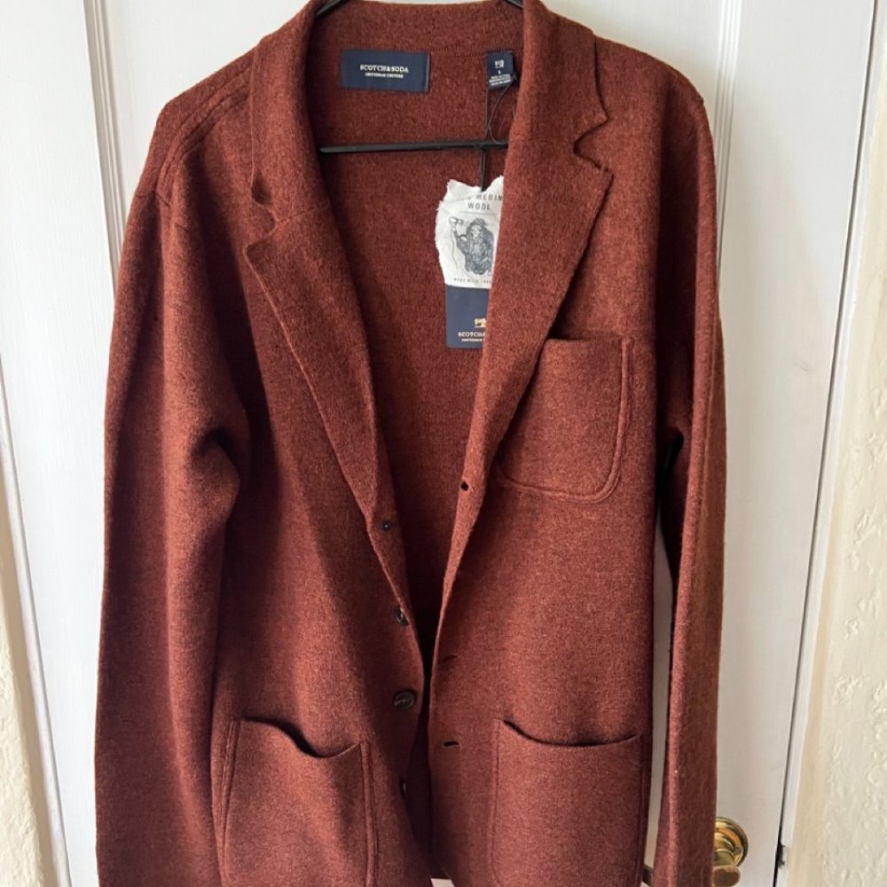 NWT Scotch & Soda Cardigan Rust Color Size Large Men's